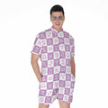 White And Purple Zodiac Signs Print Men's Romper