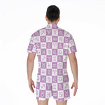 White And Purple Zodiac Signs Print Men's Rompers