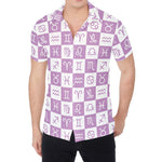 White And Purple Zodiac Signs Print Men's Shirt