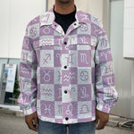 White And Purple Zodiac Signs Print Men's Shirt Jacket