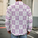 White And Purple Zodiac Signs Print Men's Shirt Jacket