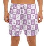 White And Purple Zodiac Signs Print Men's Split Running Shorts