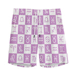 White And Purple Zodiac Signs Print Men's Sports Shorts