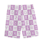 White And Purple Zodiac Signs Print Men's Sports Shorts