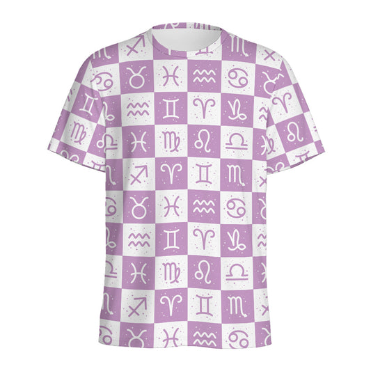 White And Purple Zodiac Signs Print Men's Sports T-Shirt