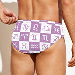 White And Purple Zodiac Signs Print Men's Swim Briefs