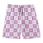 White And Purple Zodiac Signs Print Men's Swim Trunks
