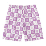 White And Purple Zodiac Signs Print Men's Swim Trunks