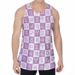 White And Purple Zodiac Signs Print Men's Velvet Tank Top