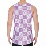 White And Purple Zodiac Signs Print Men's Velvet Tank Top