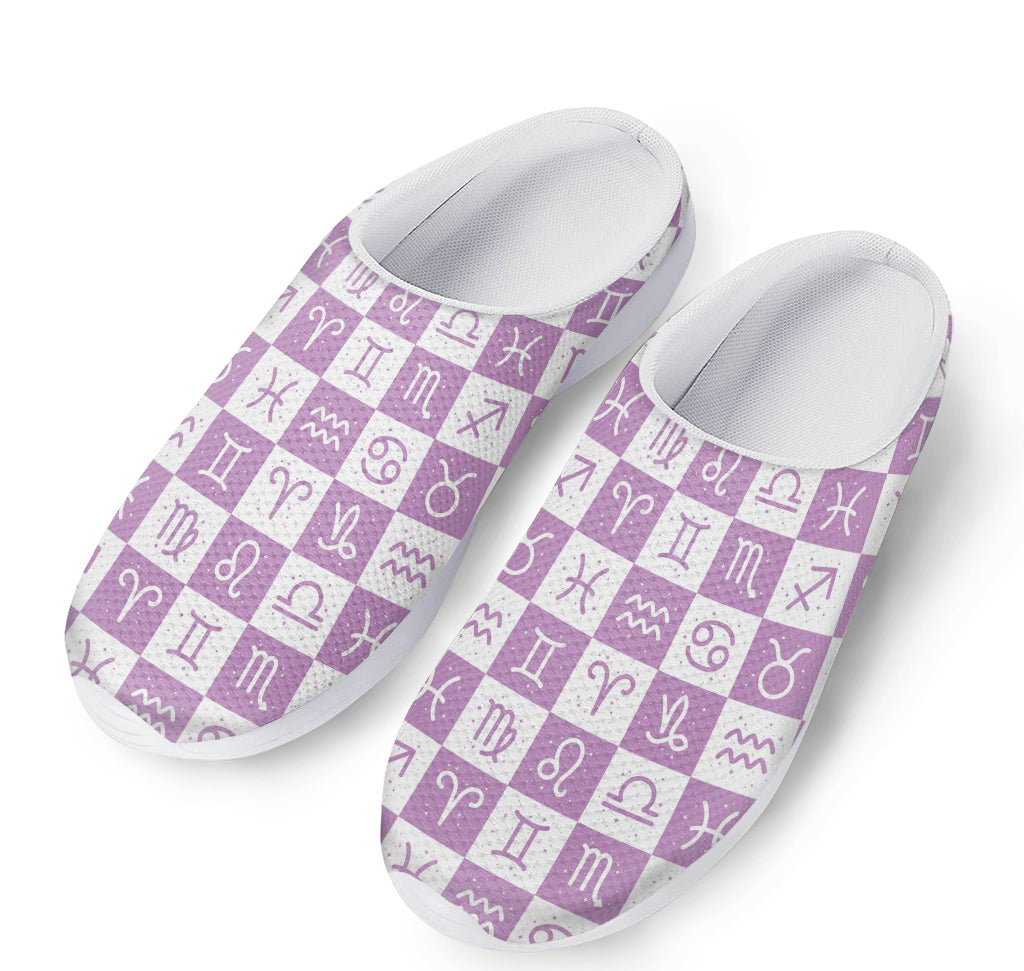 White And Purple Zodiac Signs Print Mesh Casual Shoes