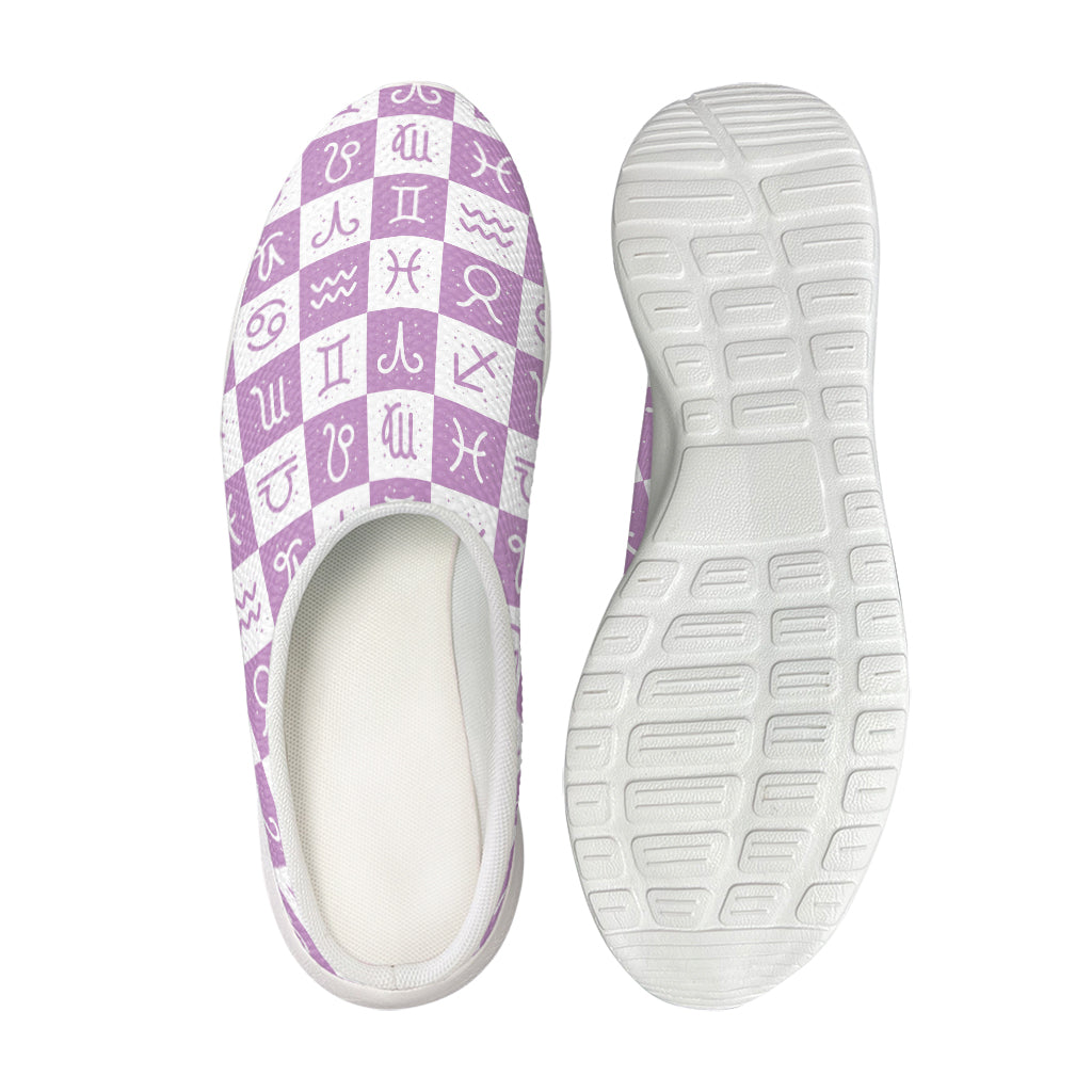 White And Purple Zodiac Signs Print Mesh Casual Shoes