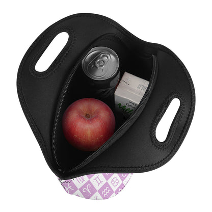 White And Purple Zodiac Signs Print Neoprene Lunch Bag