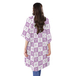 White And Purple Zodiac Signs Print Open Front Beach Cover Up
