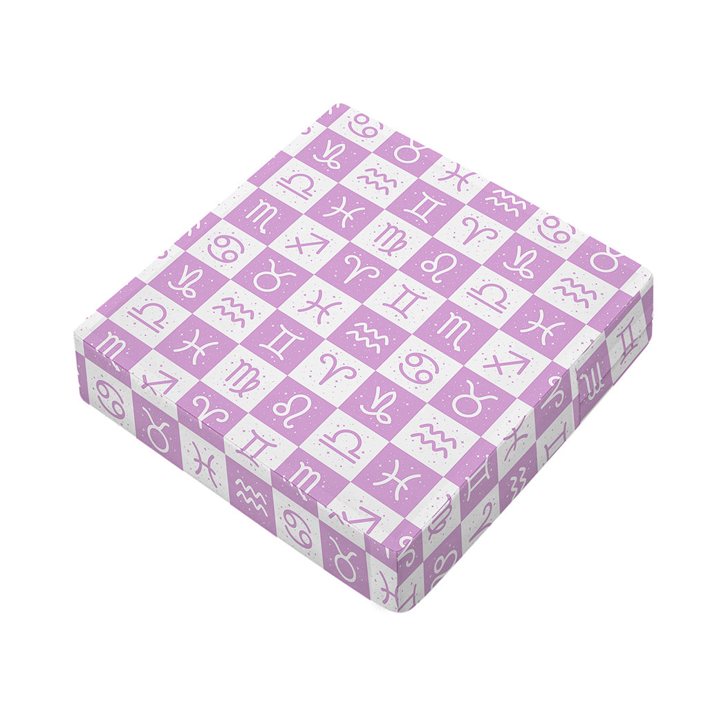 White And Purple Zodiac Signs Print Outdoor Seat Cushion Cover