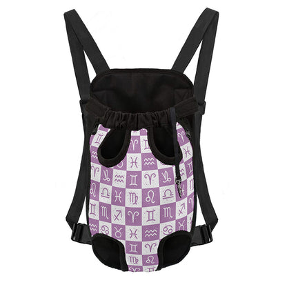 White And Purple Zodiac Signs Print Pet Carrier Backpack