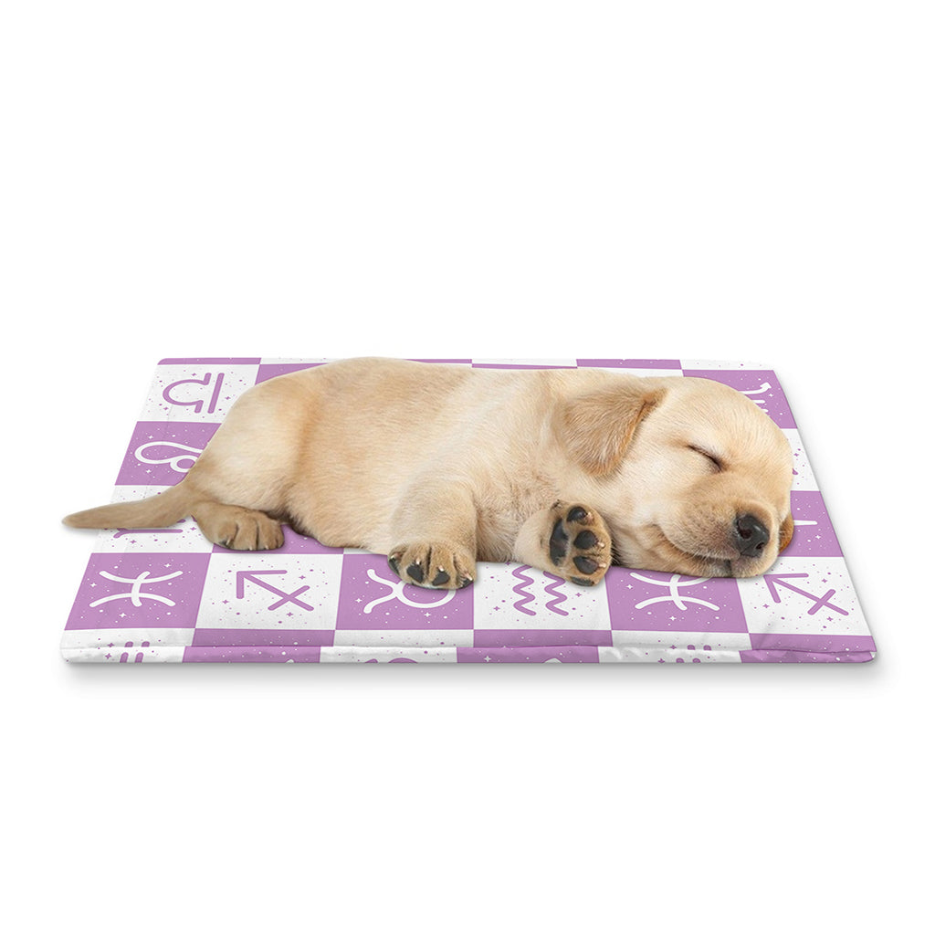 White And Purple Zodiac Signs Print Pet Cooling Mat Cover