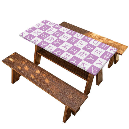 White And Purple Zodiac Signs Print Picnic Table Cover