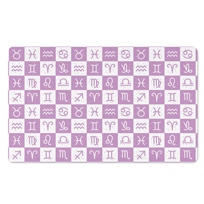 White And Purple Zodiac Signs Print Polyester Doormat