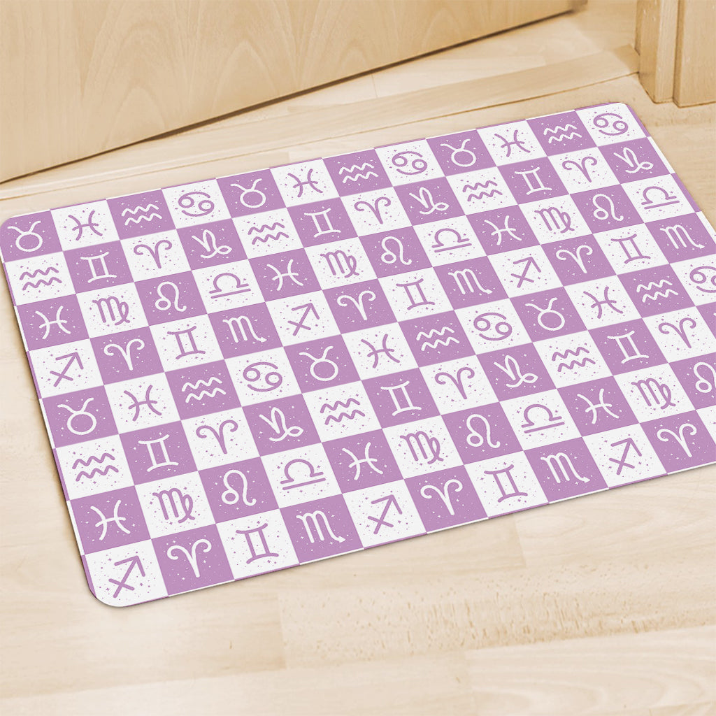 White And Purple Zodiac Signs Print Polyester Doormat