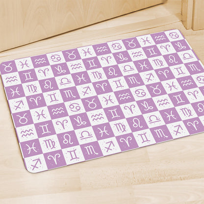 White And Purple Zodiac Signs Print Polyester Doormat