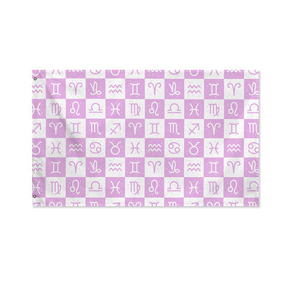 White And Purple Zodiac Signs Print Polyester Flag