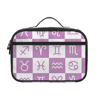 White And Purple Zodiac Signs Print Portable Lunch Bag