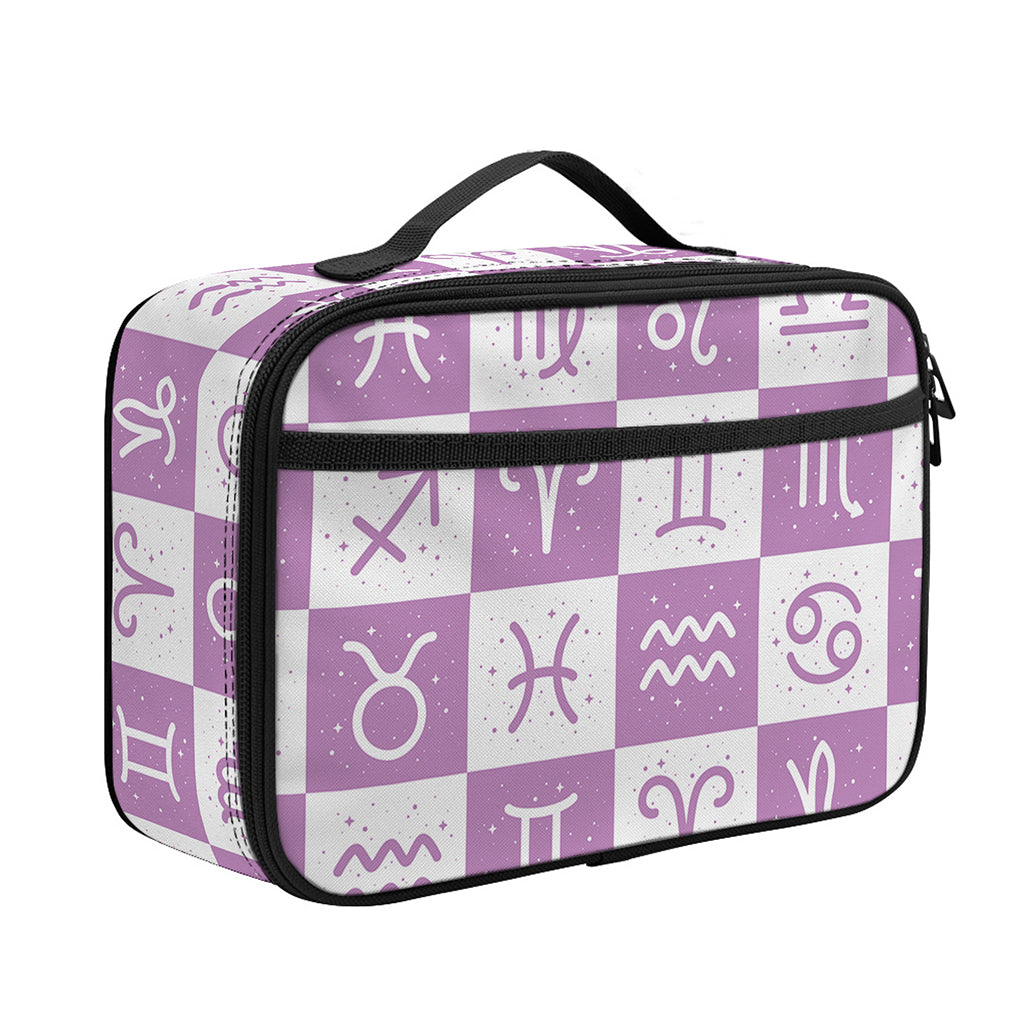 White And Purple Zodiac Signs Print Portable Lunch Bag
