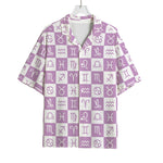 White And Purple Zodiac Signs Print Rayon Hawaiian Shirt
