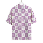 White And Purple Zodiac Signs Print Rayon Hawaiian Shirt