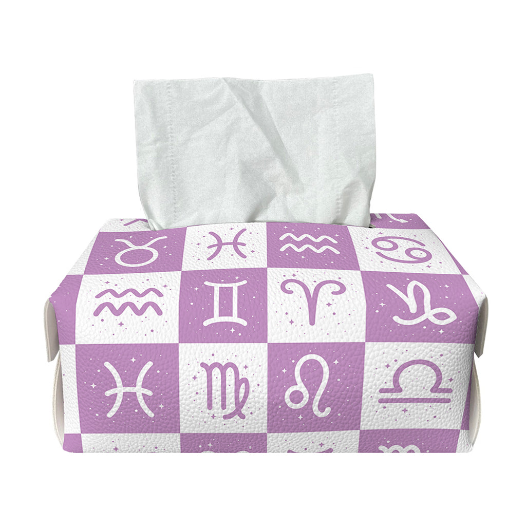 White And Purple Zodiac Signs Print Rectangle Tissue Box Cover
