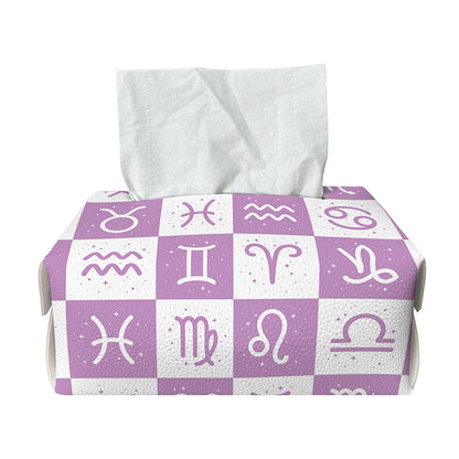 White And Purple Zodiac Signs Print Rectangle Tissue Box Cover