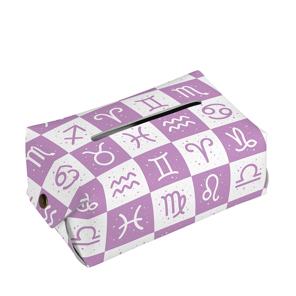 White And Purple Zodiac Signs Print Rectangle Tissue Box Cover