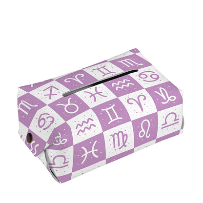 White And Purple Zodiac Signs Print Rectangle Tissue Box Cover