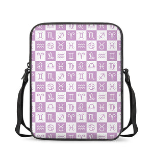 White And Purple Zodiac Signs Print Rectangular Crossbody Bag