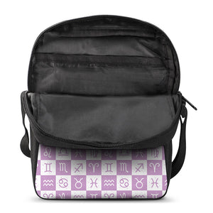 White And Purple Zodiac Signs Print Rectangular Crossbody Bag