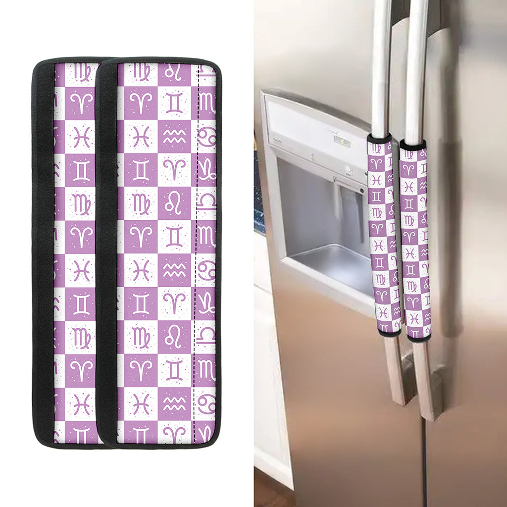 White And Purple Zodiac Signs Print Refrigerator Handle Covers