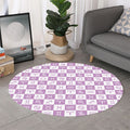White And Purple Zodiac Signs Print Round Rug