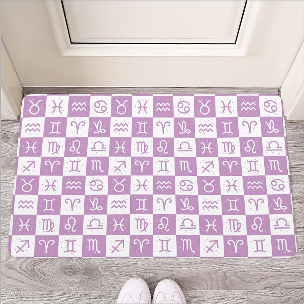 White And Purple Zodiac Signs Print Rubber Doormat