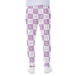 White And Purple Zodiac Signs Print Scuba Joggers