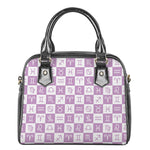 White And Purple Zodiac Signs Print Shoulder Handbag