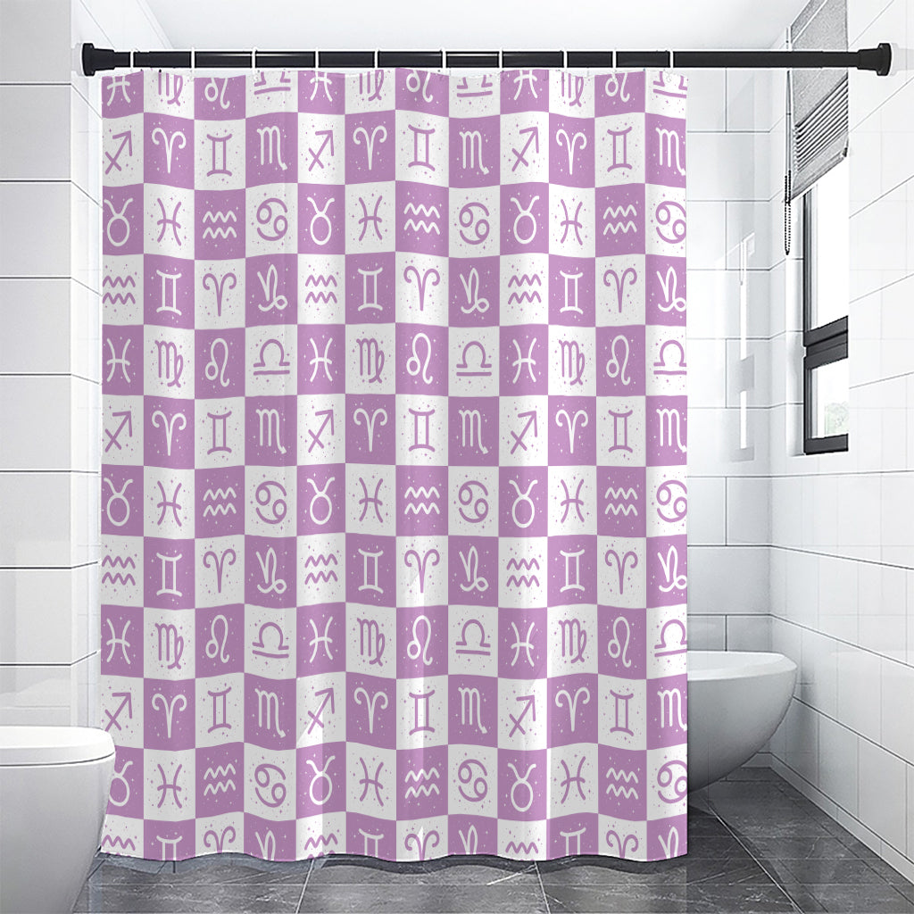 White And Purple Zodiac Signs Print Shower Curtain