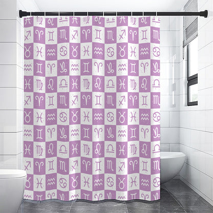 White And Purple Zodiac Signs Print Shower Curtain