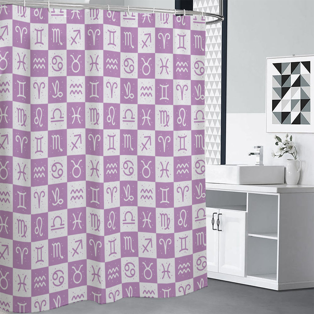 White And Purple Zodiac Signs Print Shower Curtain