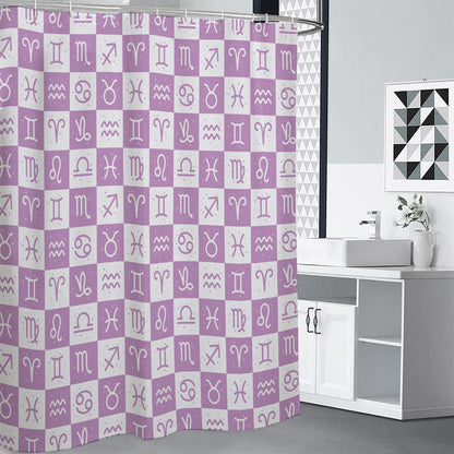 White And Purple Zodiac Signs Print Shower Curtain