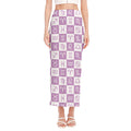White And Purple Zodiac Signs Print Side Slit Maxi Skirt