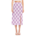 White And Purple Zodiac Signs Print Side Slit Midi Skirt