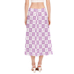 White And Purple Zodiac Signs Print Side Slit Midi Skirt