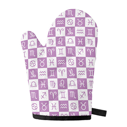 White And Purple Zodiac Signs Print Single Oven Mitt