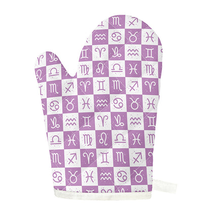 White And Purple Zodiac Signs Print Single Oven Mitt